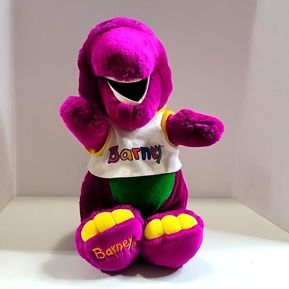 COPY - Barney Plush Purple Dinosaur Stuffed Animal Lyons Group 1992 with shirt …
